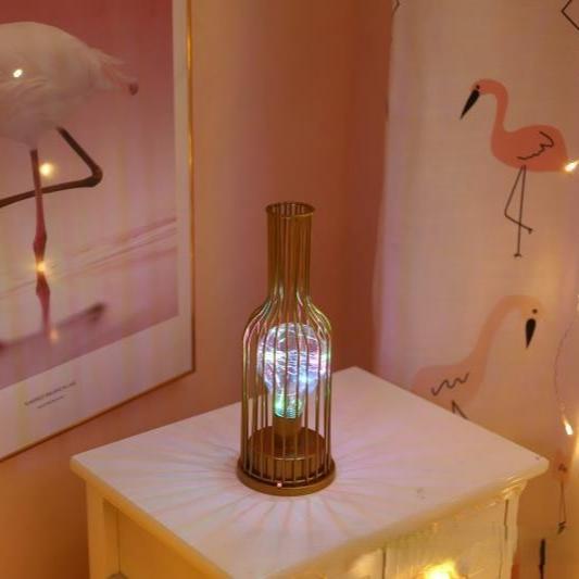 SparkleSpirit™ Table Light Wine Bottle Gold Multicolor
