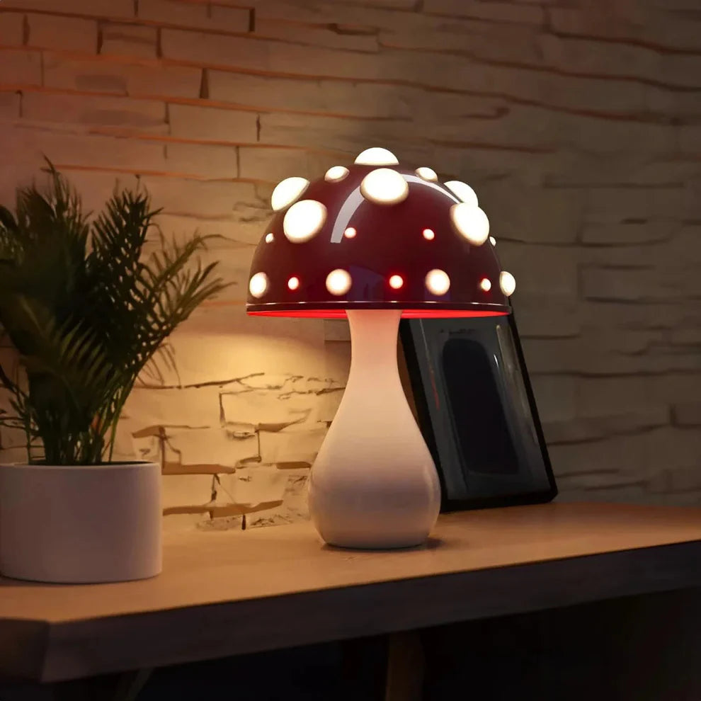 Gnome's Shroom Glow™ Table Lamp White Base Large