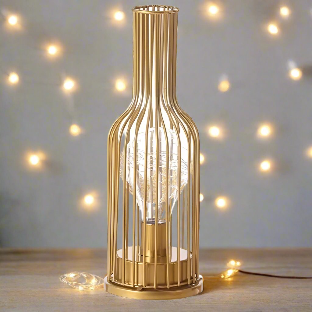 SparkleSpirit™ Table Light Wine Bottle Gold Yellow