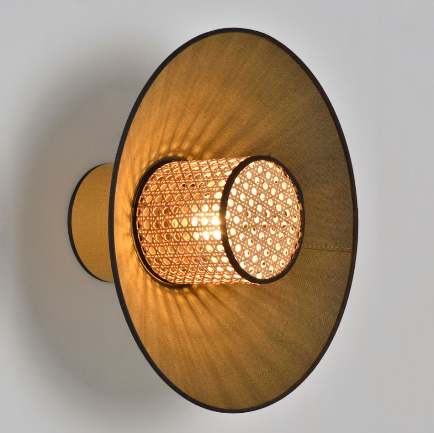 Shanghai Shade™ Wall Lamp Cream Disc with Yellow Back