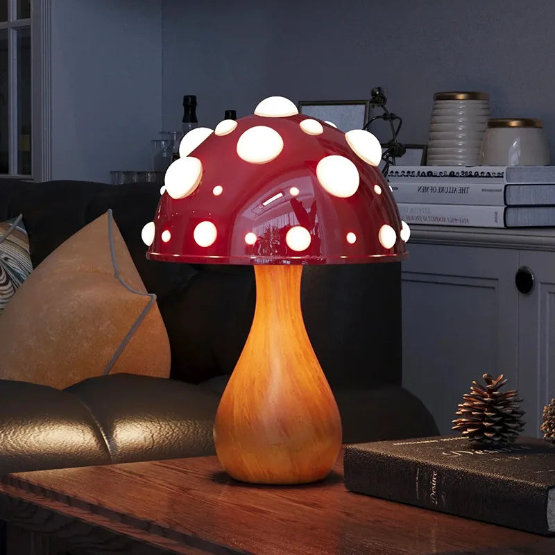Gnome's Shroom Glow™ Table Lamp Brown Base Large