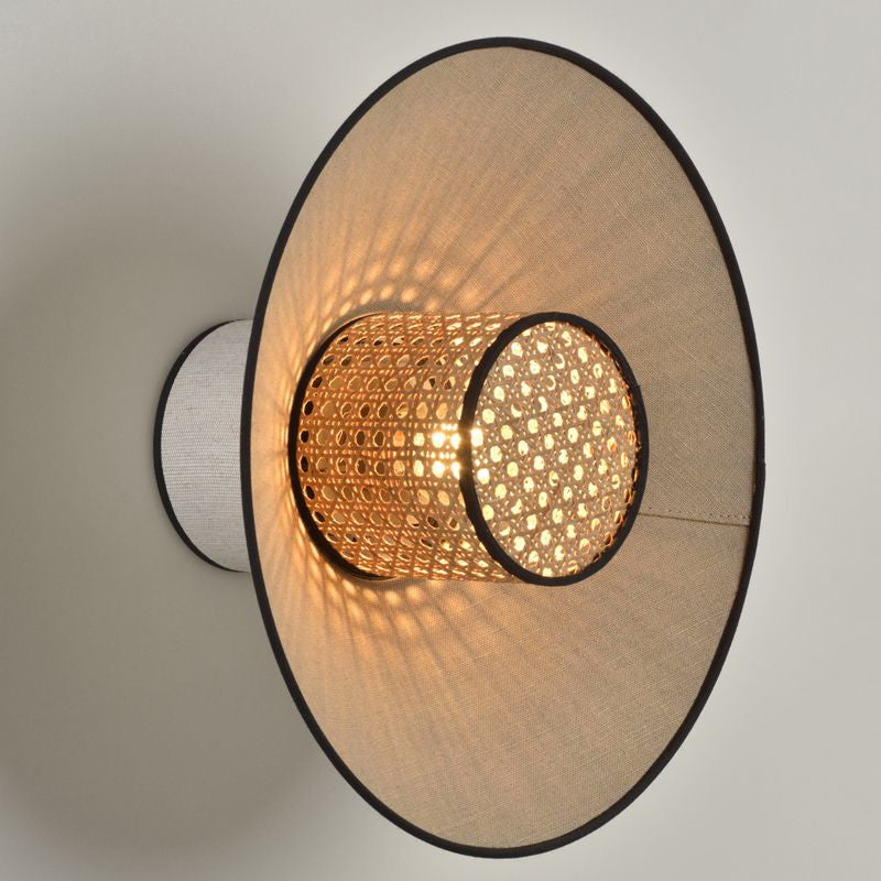 Shanghai Shade™ Wall Lamp Cream Disc with White Back