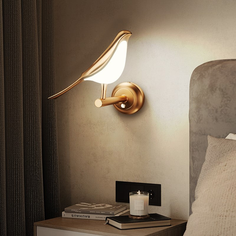 BirdieBliss™ Wall Lamp Single Bird Gold