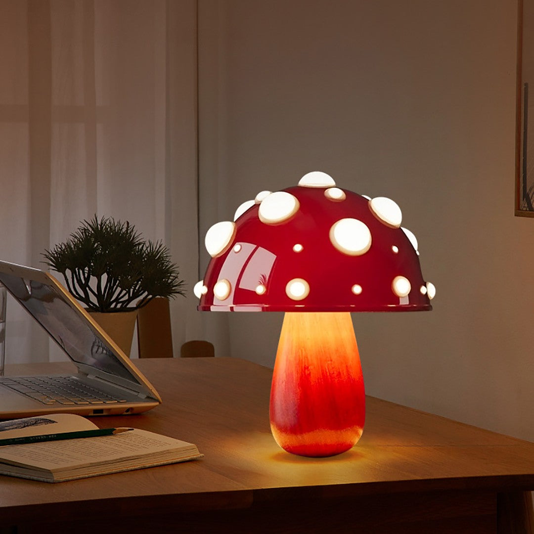 Gnome's Shroom Glow™ Table Lamp Brown Base Small