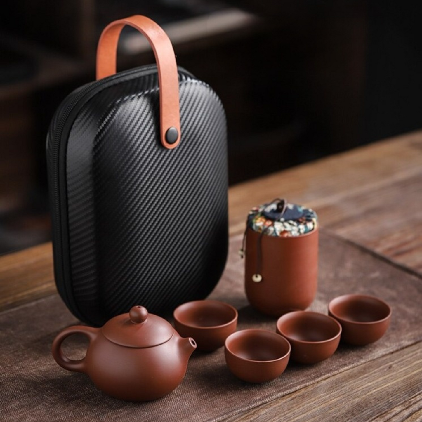 Zisha Gonfu Fu Tea Set (Free Travel Case) Light Brown