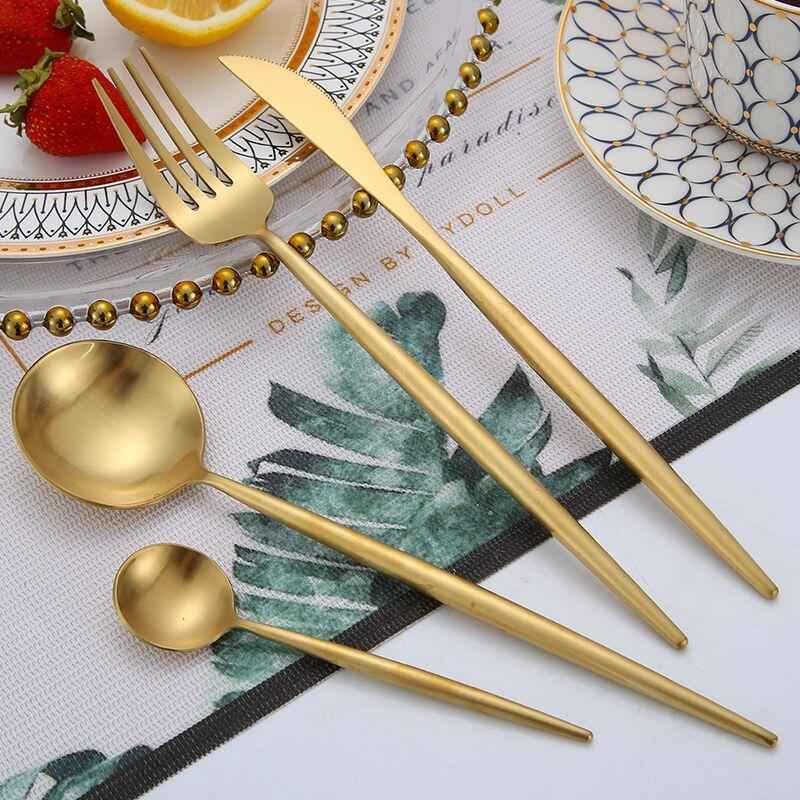 24pcs. Minimalist Flatware Dinnerware Cutlery Set Gold With Metal Box