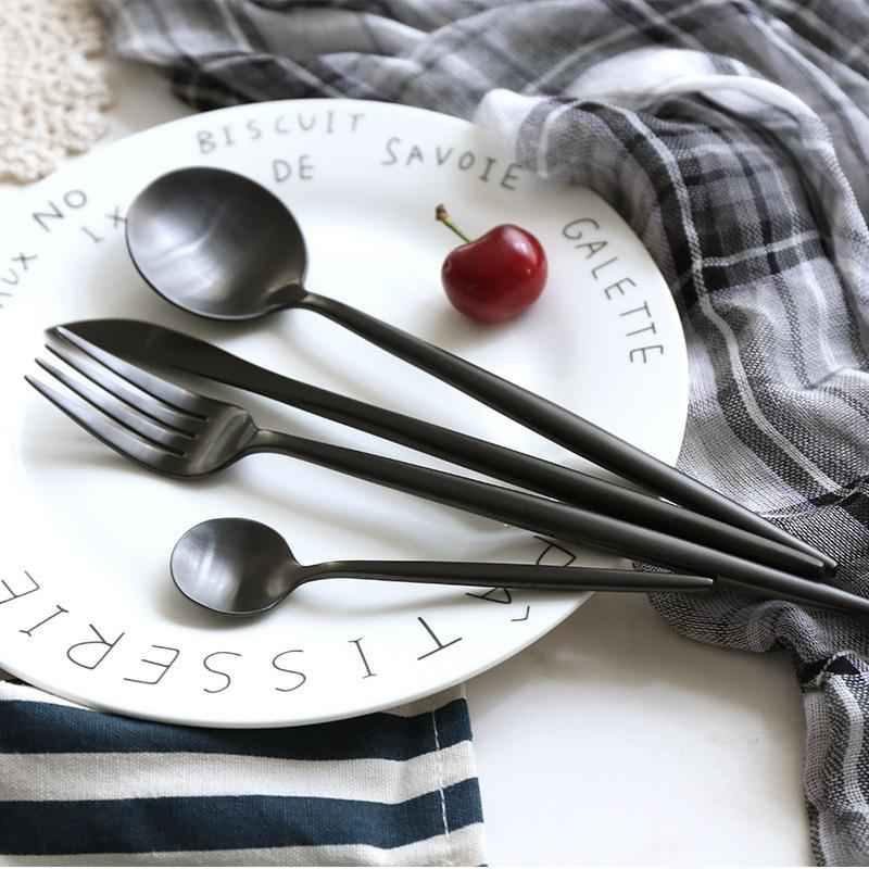 24pcs. Minimalist Flatware Dinnerware Cutlery Set Black With Metal Box