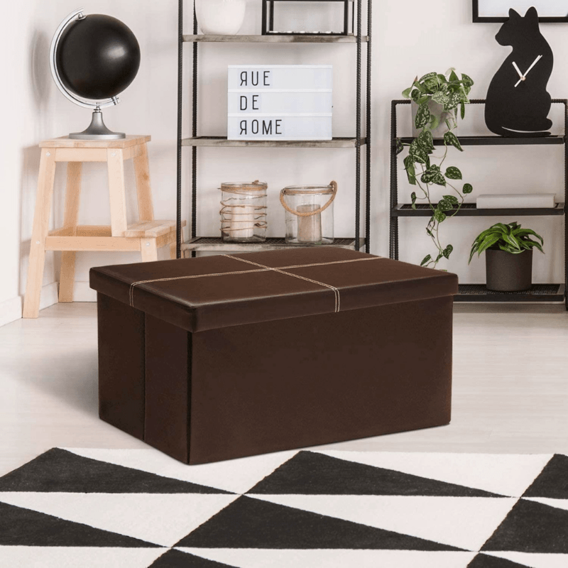 30" Folding Storage Ottoman Bench Brown