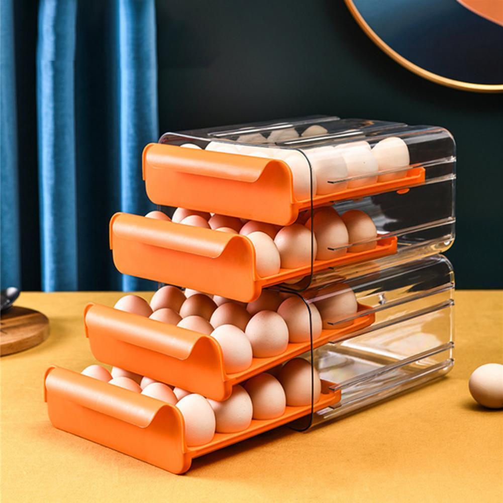 32 Grid Drawer Type Egg Storage Box Orange