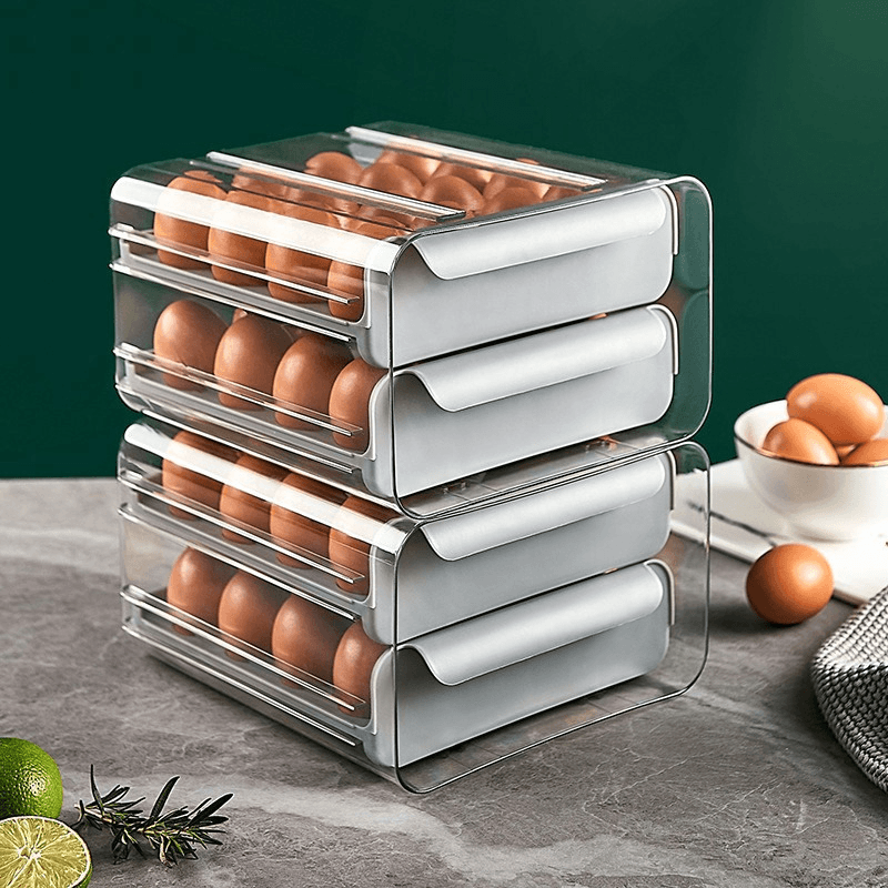 32 Grid Drawer Type Egg Storage Box Grey