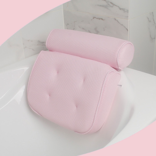 SpaCushion™ - Air Mesh Cushion Bathtub Pillow Pink 6 suction cups