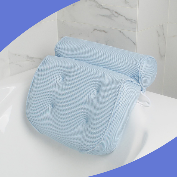 SpaCushion™ - Air Mesh Cushion Bathtub Pillow Blue 6 suction cups