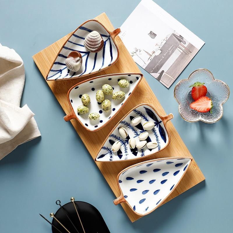 BluePearl Hand Painted Ceramic Serving Platters (Set of 4 plates) Box Set of 4