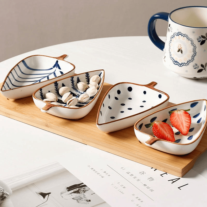 BluePearl Hand Painted Ceramic Serving Platters (Set of 4 plates)