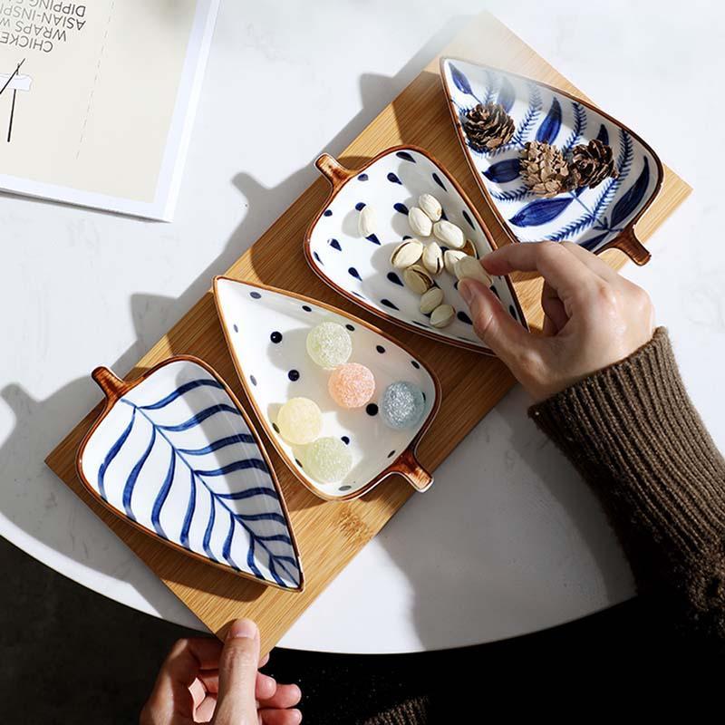 BluePearl Hand Painted Ceramic Serving Platters (Set of 4 plates)