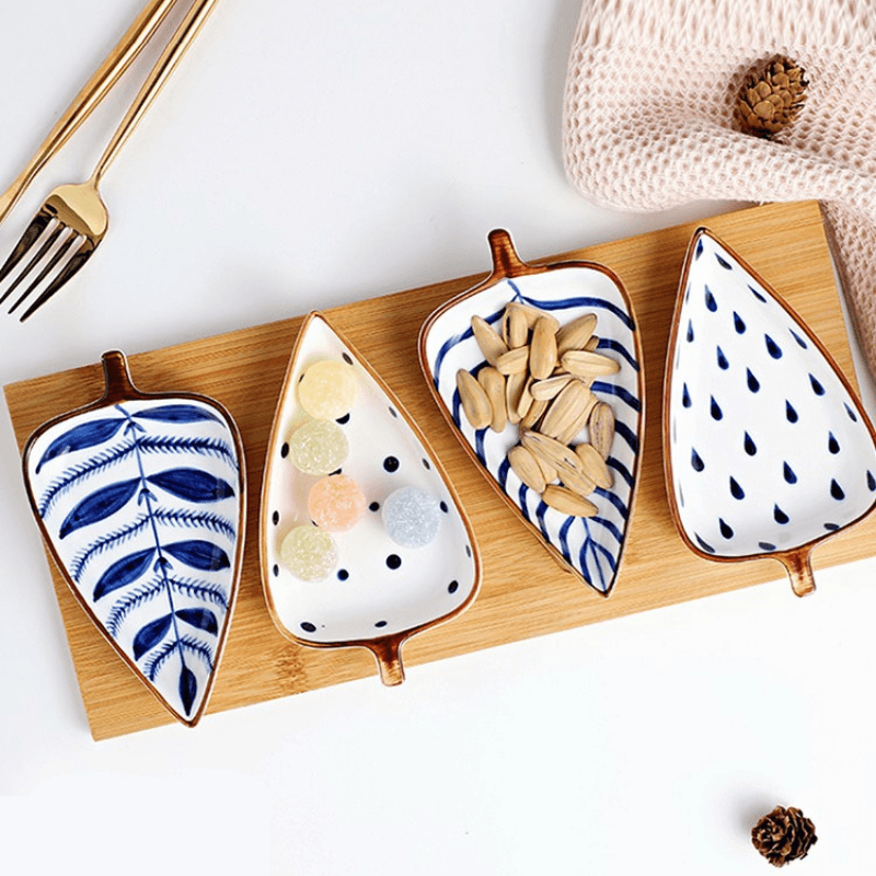 BluePearl Hand Painted Ceramic Serving Platters (Set of 4 plates)