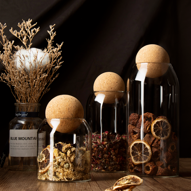 Corkly Glass Storing Jars Elegant Plain 1 Combo Pack (3 Pieces)