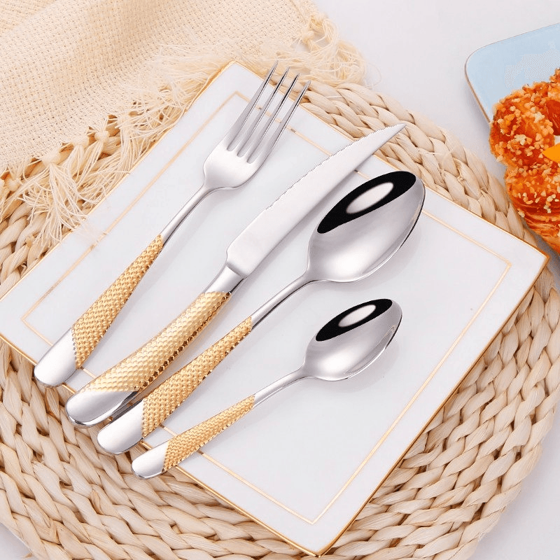 Royal Gold/Silver Plated Flatware Set Gold Set of 6 (24pcs.)
