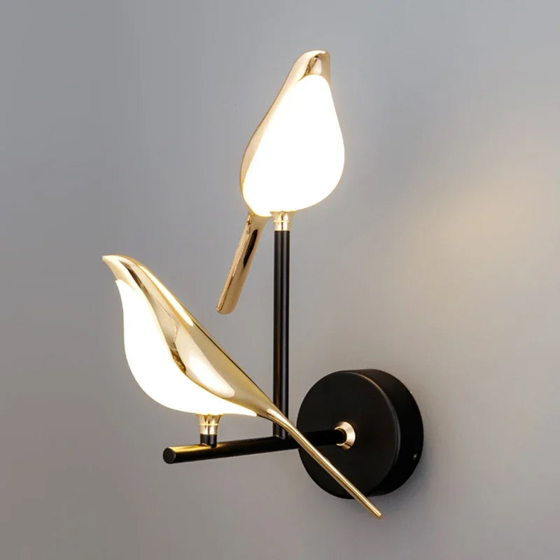BirdieBliss™ Wall Lamp Double Bird Black