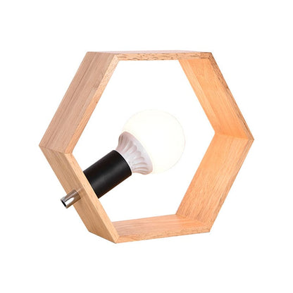 HexaGlow Wooden Table Lamp