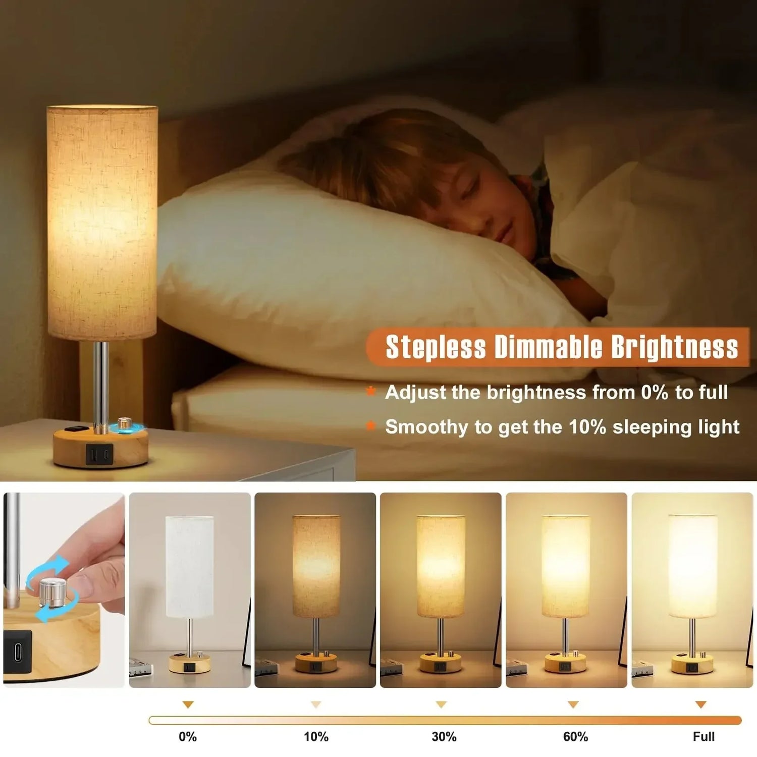 Adjustable USB Bedside Lamp