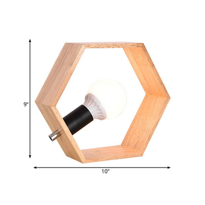 HexaGlow Wooden Table Lamp