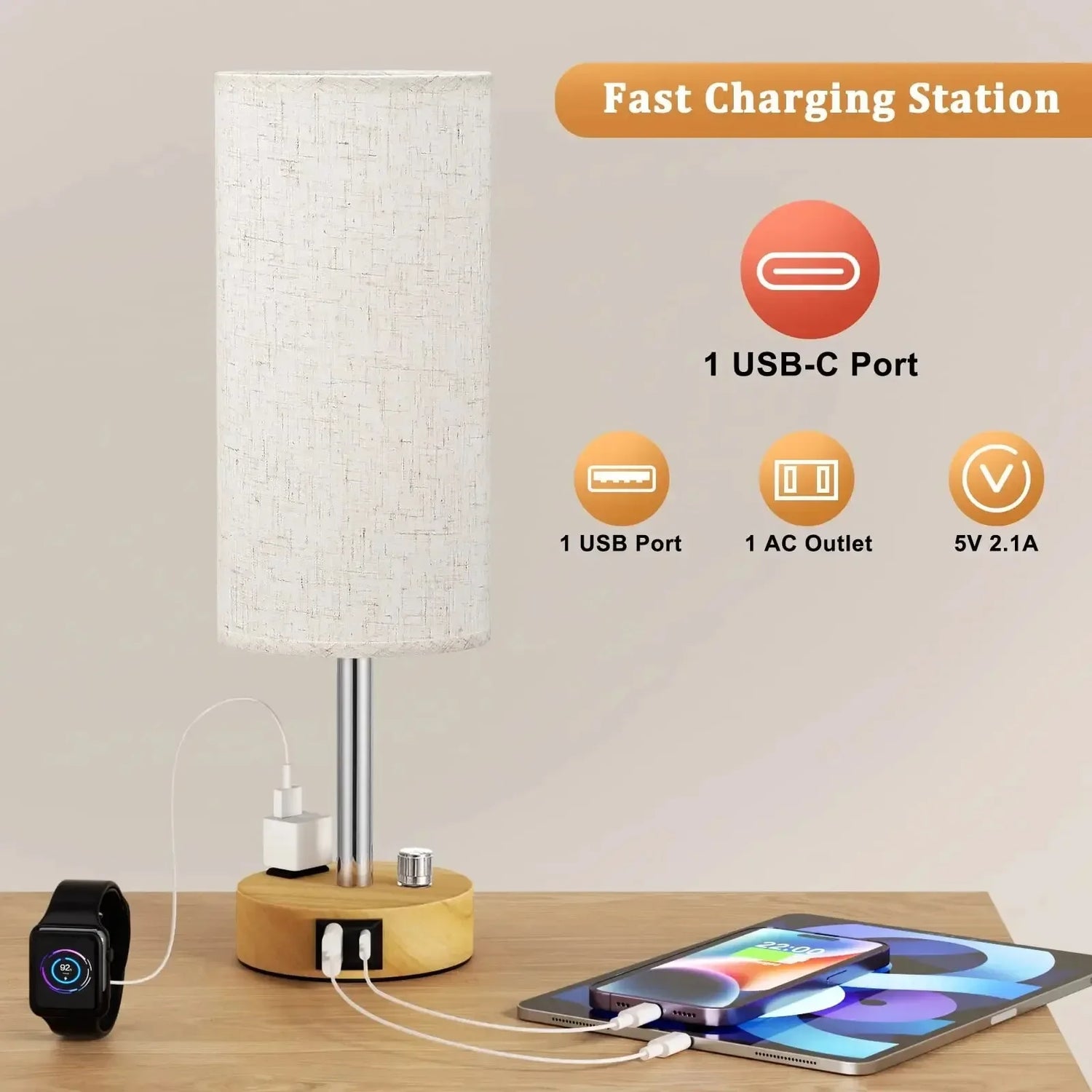 Adjustable USB Bedside Lamp