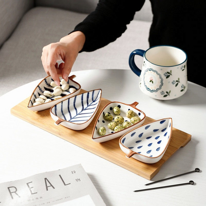 BluePearl Hand Painted Ceramic Serving Platters (Set of 4 plates)