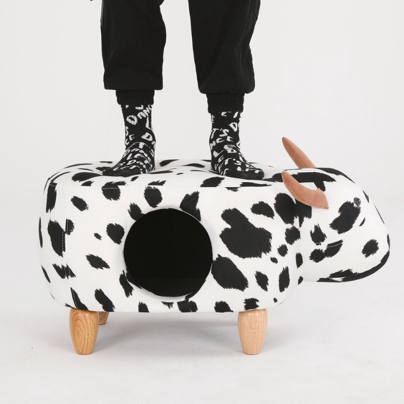 VelvetCow™ Ottoman Footstool with indoor Cat bed house