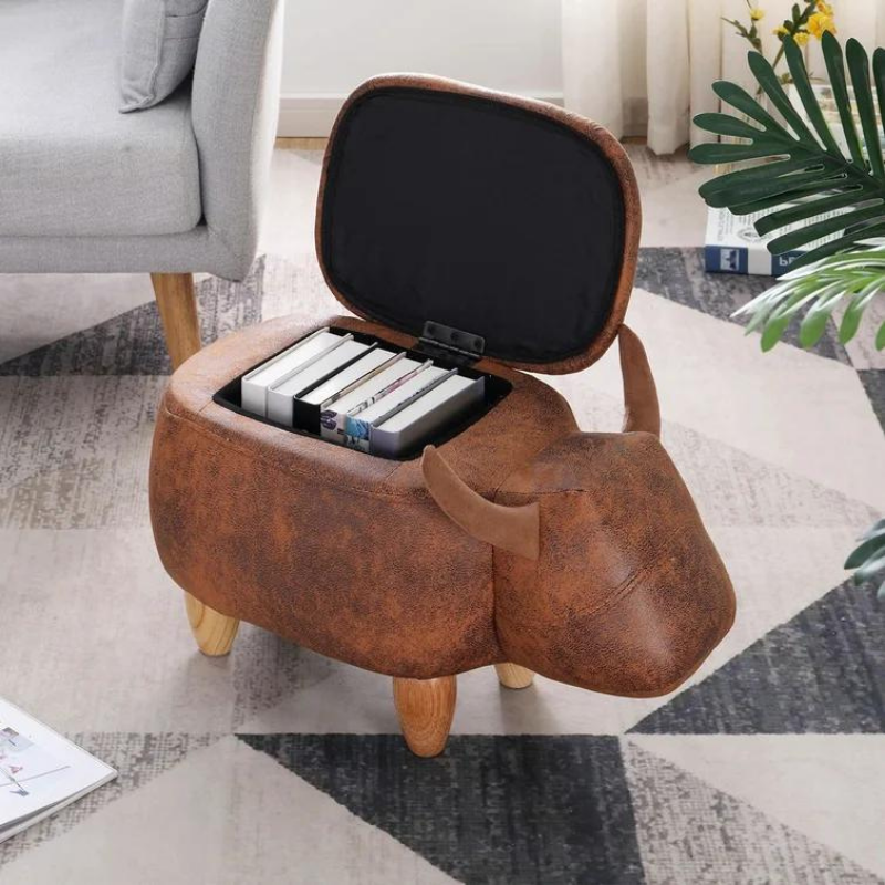 VelvetCow™ Animal Print Ottoman storage footstool